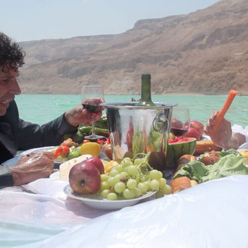 Nezaket Ekici & Shahar Marcus, Salt dinner, 2012, video art, 03:19 min. Photograph: Ben Herzog